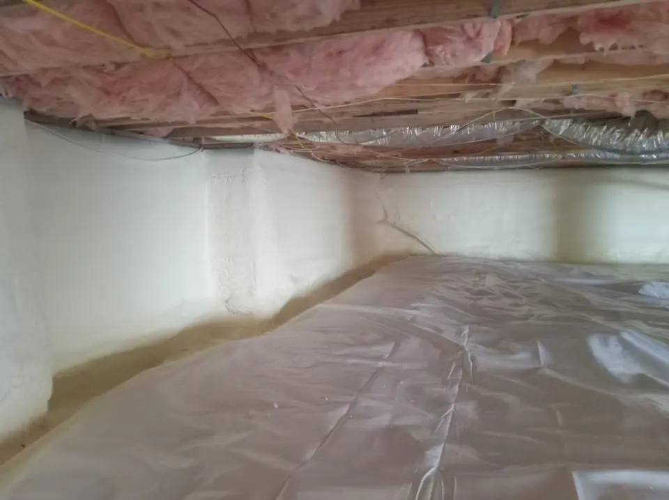 Crawl space encapsulation with closed-cell spray foam for Attic Insulation in Brandon